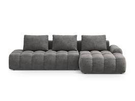 Coltar extensibil dreapta 3 locuri, Linz, Cosmopolitan Design, 275x142x84 cm, cotiera stanga, catifea, gri