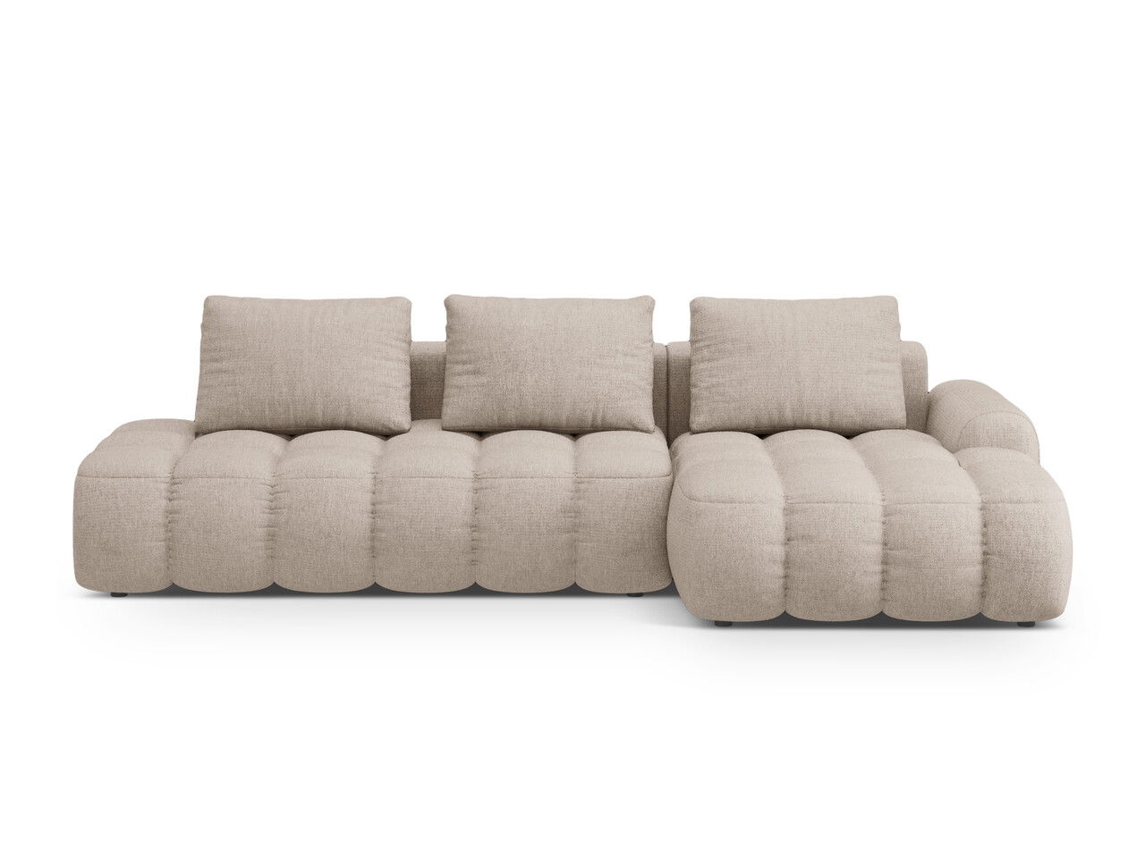 Coltar extensibil dreapta 3 locuri, Linz, Cosmopolitan Design, 275x142x84 cm, cotiera stanga, tesatura structurata, bej sand