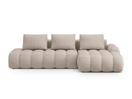 Coltar extensibil dreapta 3 locuri, Linz, Cosmopolitan Design, 275x142x84 cm, cotiera stanga, tesatura structurata, bej sand