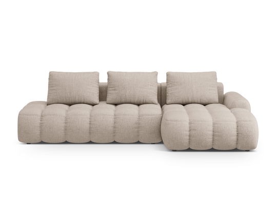 Coltar extensibil dreapta 3 locuri, Linz, Cosmopolitan Design, 275x142x84 cm, cotiera stanga, tesatura structurata, bej sand