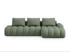 Coltar extensibil dreapta 3 locuri, Linz, Cosmopolitan Design, 275x142x84 cm, cotiera stanga, tesatura structurata, verde oliv inchis