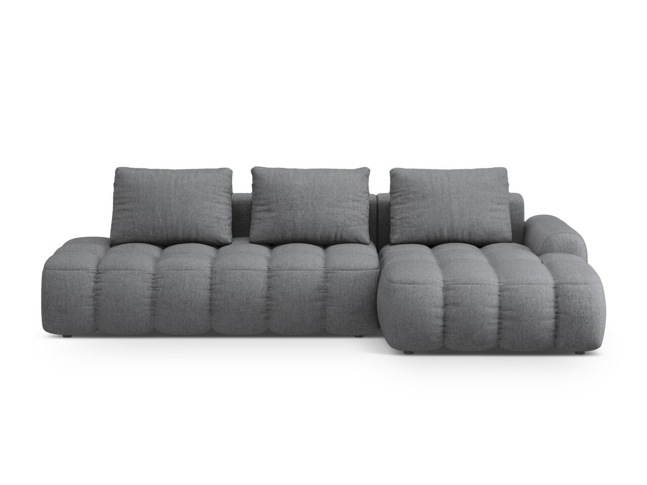 Coltar extensibil dreapta 3 locuri, Linz, Cosmopolitan Design, 275x142x84 cm, cotiera stanga, tesatura structurata, gri