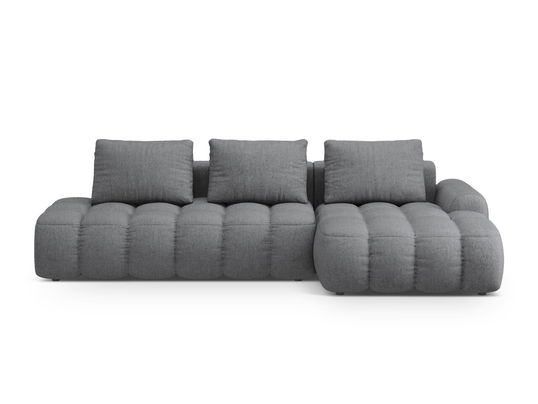 Coltar extensibil dreapta 3 locuri, Linz, Cosmopolitan Design, 275x142x84 cm, cotiera stanga, tesatura structurata, gri