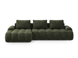 Coltar extensibil stanga 3 locuri, Linz, Cosmopolitan Design, 275x142x84 cm, catifea, verde