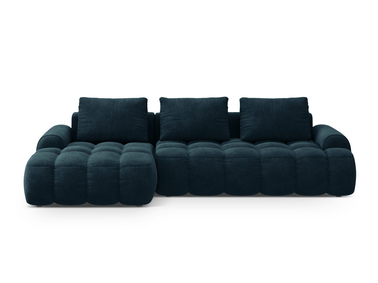Coltar extensibil stanga 3 locuri, Linz, Cosmopolitan Design, 275x142x84 cm, catifea, albastru petrol inchis