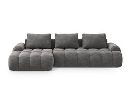 Coltar extensibil stanga 3 locuri, Linz, Cosmopolitan Design, 275x142x84 cm, catifea, gri