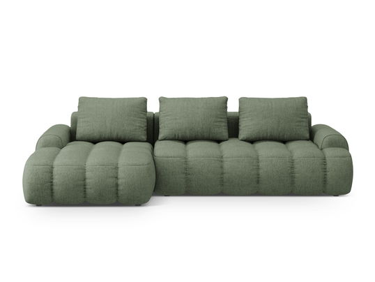 Coltar extensibil stanga 3 locuri, Linz, Cosmopolitan Design, 275x142x84 cm, tesatura structurata, verde oliv inchis