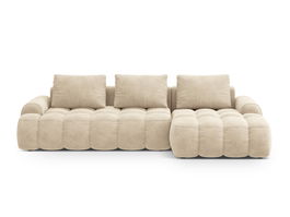 Coltar extensibil dreapta 3 locuri, Linz, Cosmopolitan Design, 275x142x84 cm, catifea, bej deschis