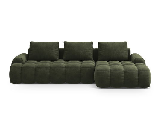 Coltar extensibil dreapta 3 locuri, Linz, Cosmopolitan Design, 275x142x84 cm, catifea, verde