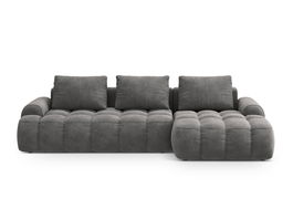 Coltar extensibil dreapta 3 locuri, Linz, Cosmopolitan Design, 275x142x84 cm, catifea, gri