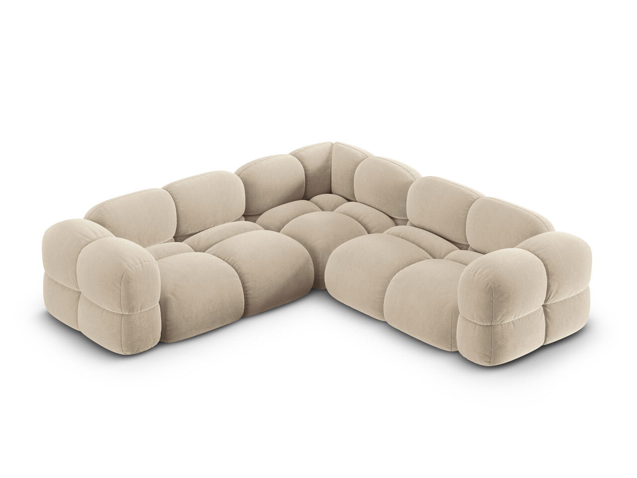Coltar simetric 4 locuri, Loretto, Cosmopolitan Design, 250x250x68 cm, catifea, bej deschis