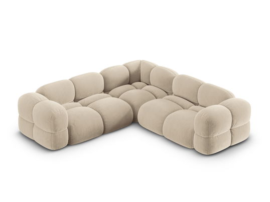 Coltar simetric 4 locuri, Loretto, Cosmopolitan Design, 250x250x68 cm, catifea, bej deschis