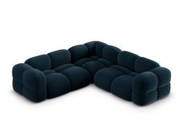 Coltar simetric 4 locuri, Loretto, Cosmopolitan Design, 250x250x68 cm, catifea, albastru petrol inchis