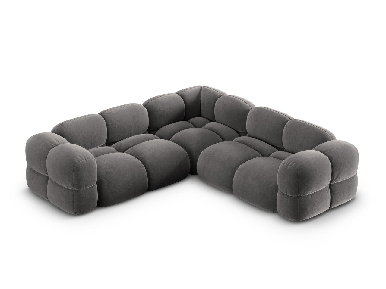 Coltar simetric 4 locuri, Loretto, Cosmopolitan Design, 250x250x68 cm, catifea, gri
