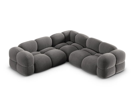 Coltar simetric 4 locuri, Loretto, Cosmopolitan Design, 250x250x68 cm, catifea, gri