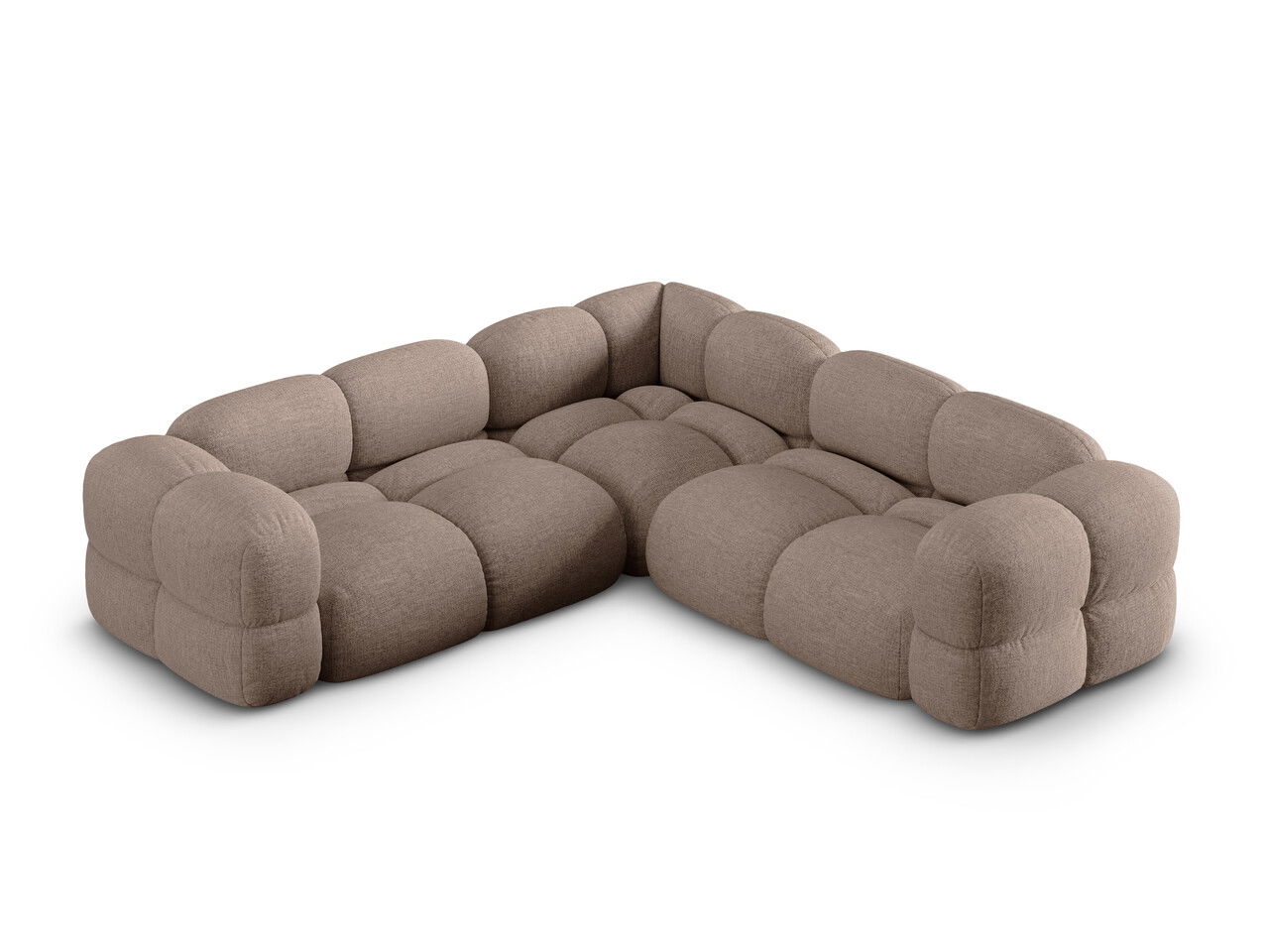 Coltar simetric 4 locuri, Loretto, Cosmopolitan Design, 250x250x68 cm, tesatura structurata, cappuccino