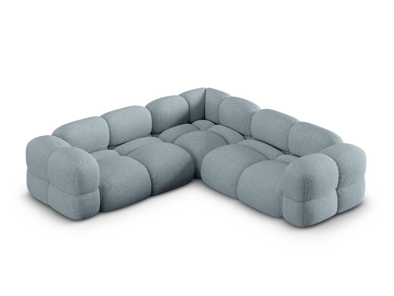 Coltar simetric 4 locuri, Loretto, Cosmopolitan Design, 250x250x68 cm, tesatura structurata, albastru pastel