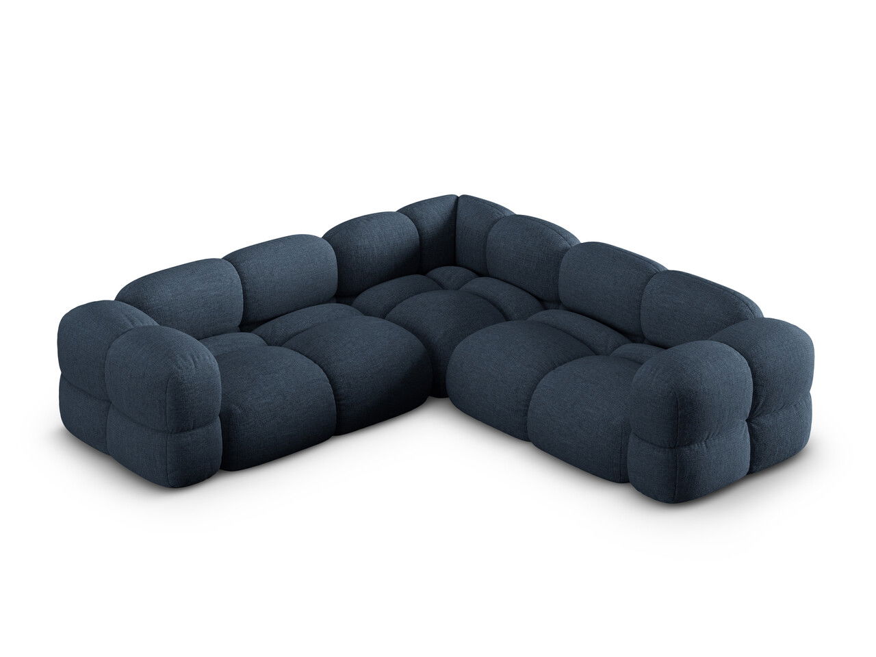 Coltar simetric 4 locuri, Loretto, Cosmopolitan Design, 250x250x68 cm, tesatura structurata, albastru inchis