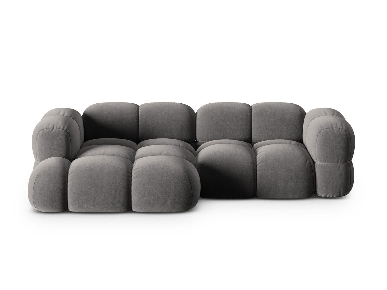 Coltar stanga 3 locuri, Loretto, Cosmopolitan Design, 250x147x68 cm, catifea, gri