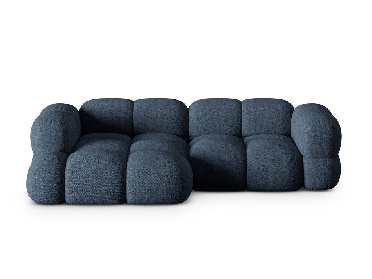 Coltar stanga 3 locuri, Loretto, Cosmopolitan Design, 250x147x68 cm, tesatura structurata, albastru inchis