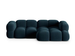 Coltar dreapta 3 locuri, Loretto, Cosmopolitan Design, 250x147x68 cm, catifea, albastru petrol inchis