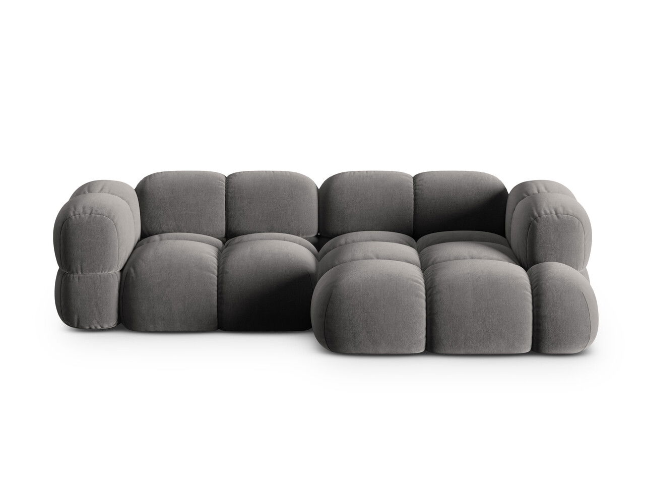 Coltar dreapta 3 locuri, Loretto, Cosmopolitan Design, 250x147x68 cm, catifea, gri