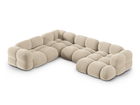 Coltar panoramic stanga 5 locuri, Loretto, Cosmopolitan Design, 345x250x68 cm, catifea, bej deschis