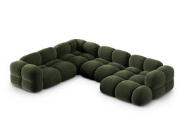 Coltar panoramic stanga 5 locuri, Loretto, Cosmopolitan Design, 345x250x68 cm, catifea, verde