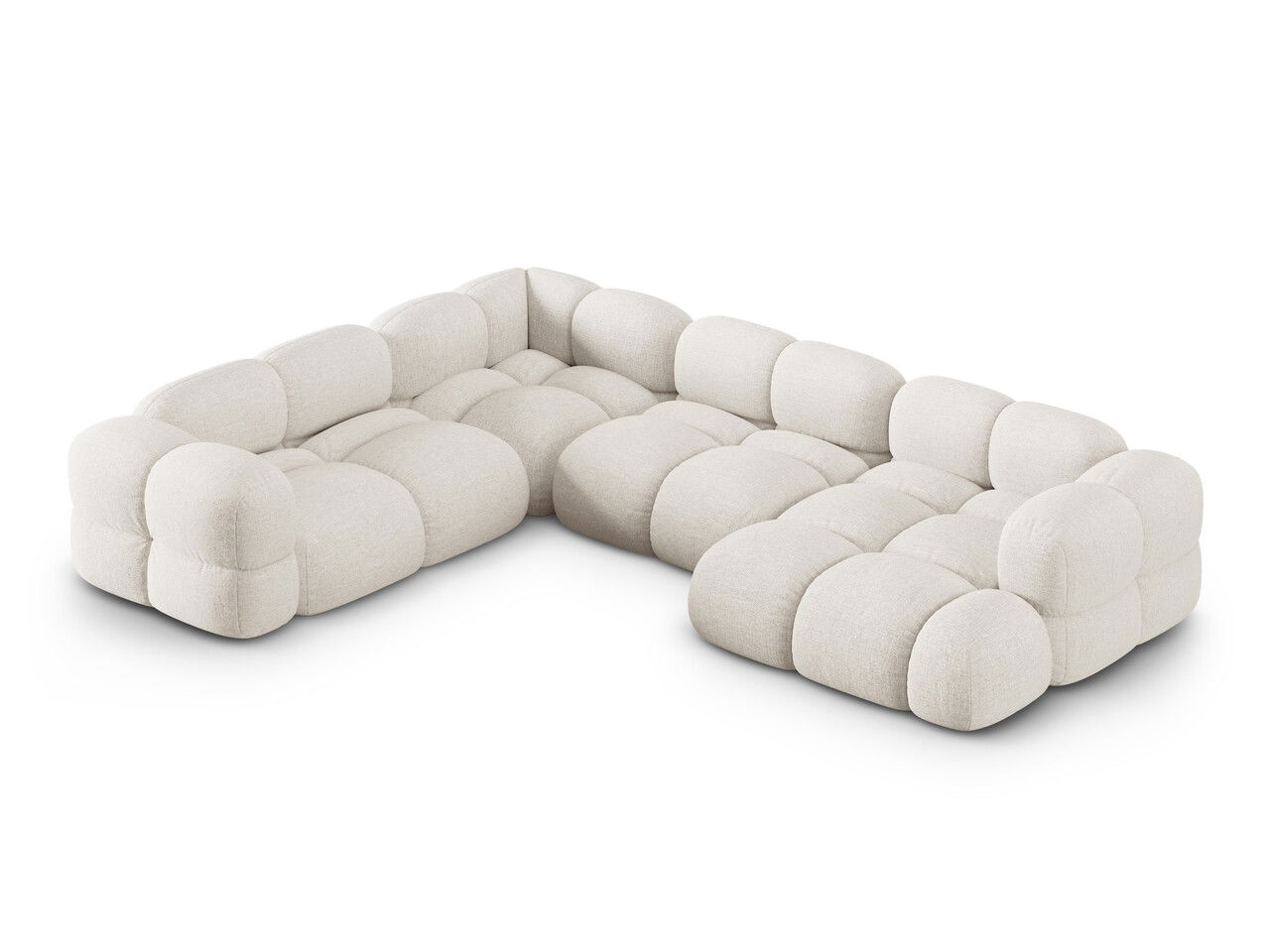 Coltar panoramic stanga 5 locuri, Loretto, Cosmopolitan Design, 345x250x68 cm, tesatura structurata, bej