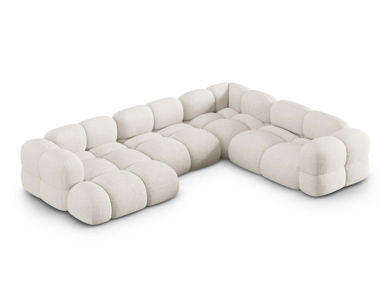 Coltar panoramic dreapta 5 locuri, Loretto, Cosmopolitan Design, 345x250x68 cm, tesatura structurata, bej