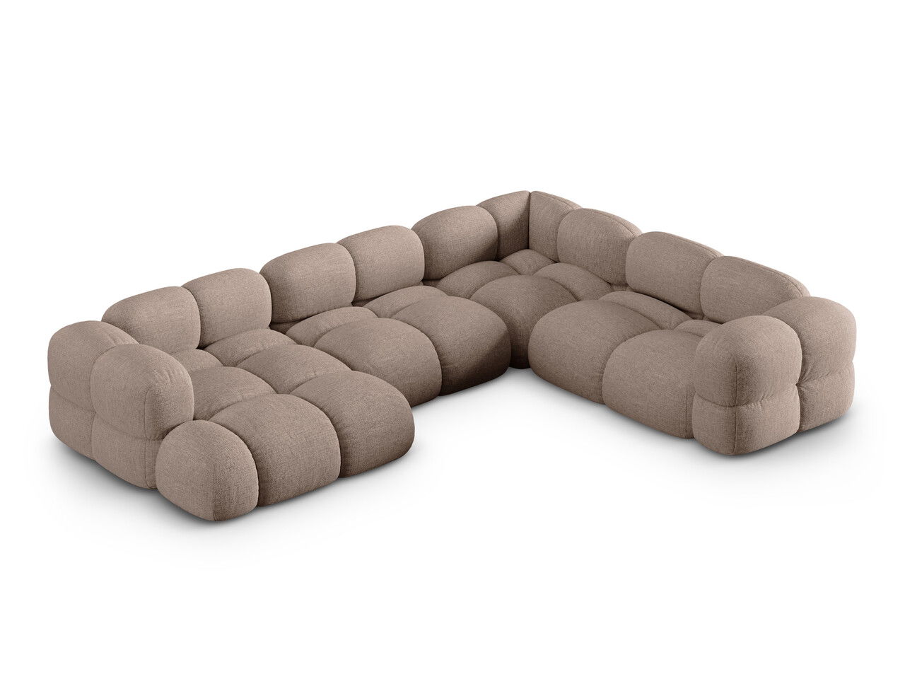 Coltar panoramic dreapta 5 locuri, Loretto, Cosmopolitan Design, 345x250x68 cm, tesatura structurata, cappuccino