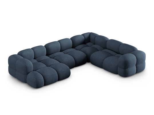 Coltar panoramic dreapta 5 locuri, Loretto, Cosmopolitan Design, 345x250x68 cm, tesatura structurata, albastru inchis