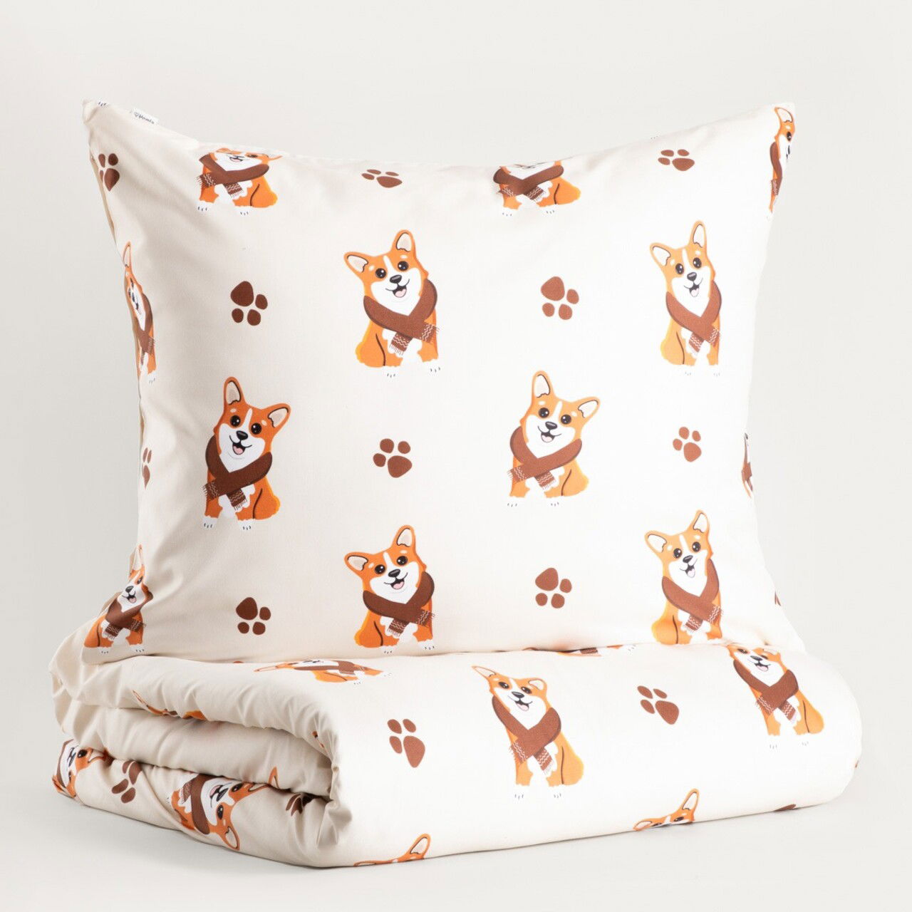 Lenjerie de pat dubla Corgi, Homla, 3 piese, 160x200 cm, microfibra din poliester, multicolor