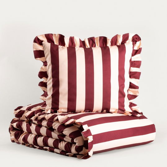 Lenjerie de pat pentru o persoana Tiffany, Homla, 2 piese, 140x200 cm, poliester, crem/visiniu