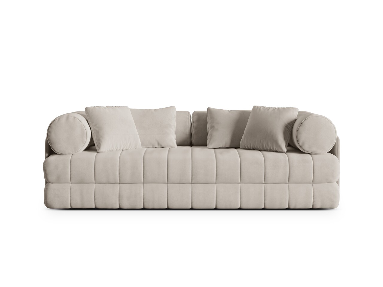 Canapea extensibila 3 locuri, Kemi, Cosmopolitan Design, 206x95x70 cm, catifea, bej