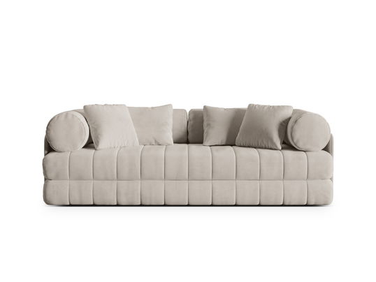 Canapea extensibila 3 locuri, Kemi, Cosmopolitan Design, 206x95x70 cm, catifea, bej