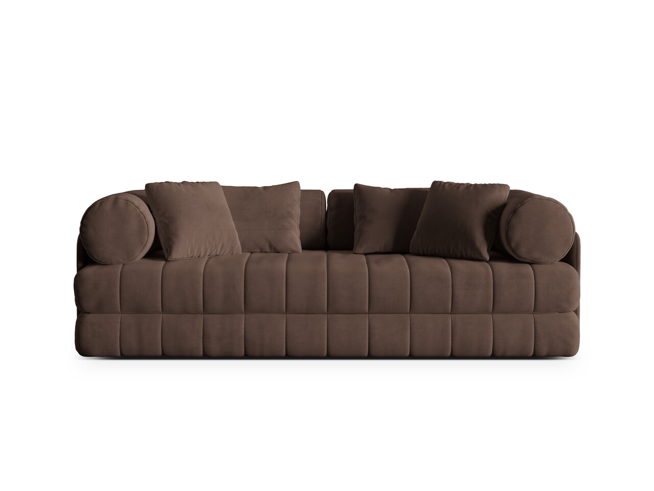 Canapea extensibila 3 locuri, Kemi, Cosmopolitan Design, 206x95x70 cm, catifea, ciocolata