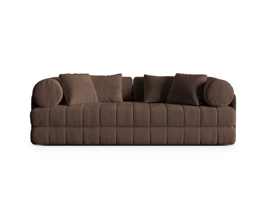 Canapea extensibila 3 locuri, Kemi, Cosmopolitan Design, 206x95x70 cm, catifea, ciocolata