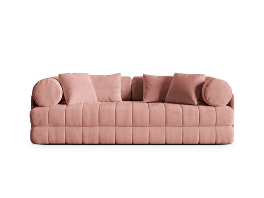 Canapea extensibila 3 locuri, Kemi, Cosmopolitan Design, 206x95x70 cm, catifea, roz