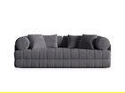 Canapea extensibila 3 locuri, Kemi, Cosmopolitan Design, 206x95x70 cm, catifea, gri inchis