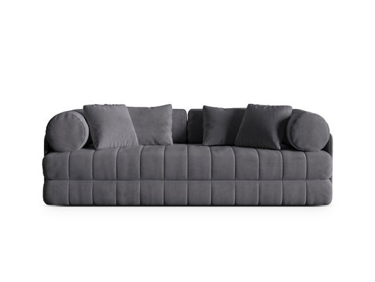 Canapea extensibila 3 locuri, Kemi, Cosmopolitan Design, 206x95x70 cm, catifea, gri inchis