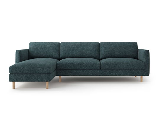 Coltar stanga 4 locuri, Eden, Micadoni, 286x150x90 cm, tesatura structurata, verde albastrui melanj