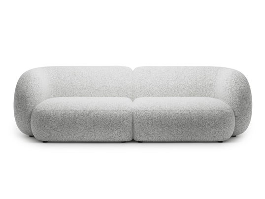Canapea modulara 4 locuri, Kate, Micadoni, 243x99x76 cm, tesatura structurata, gri deschis melanj