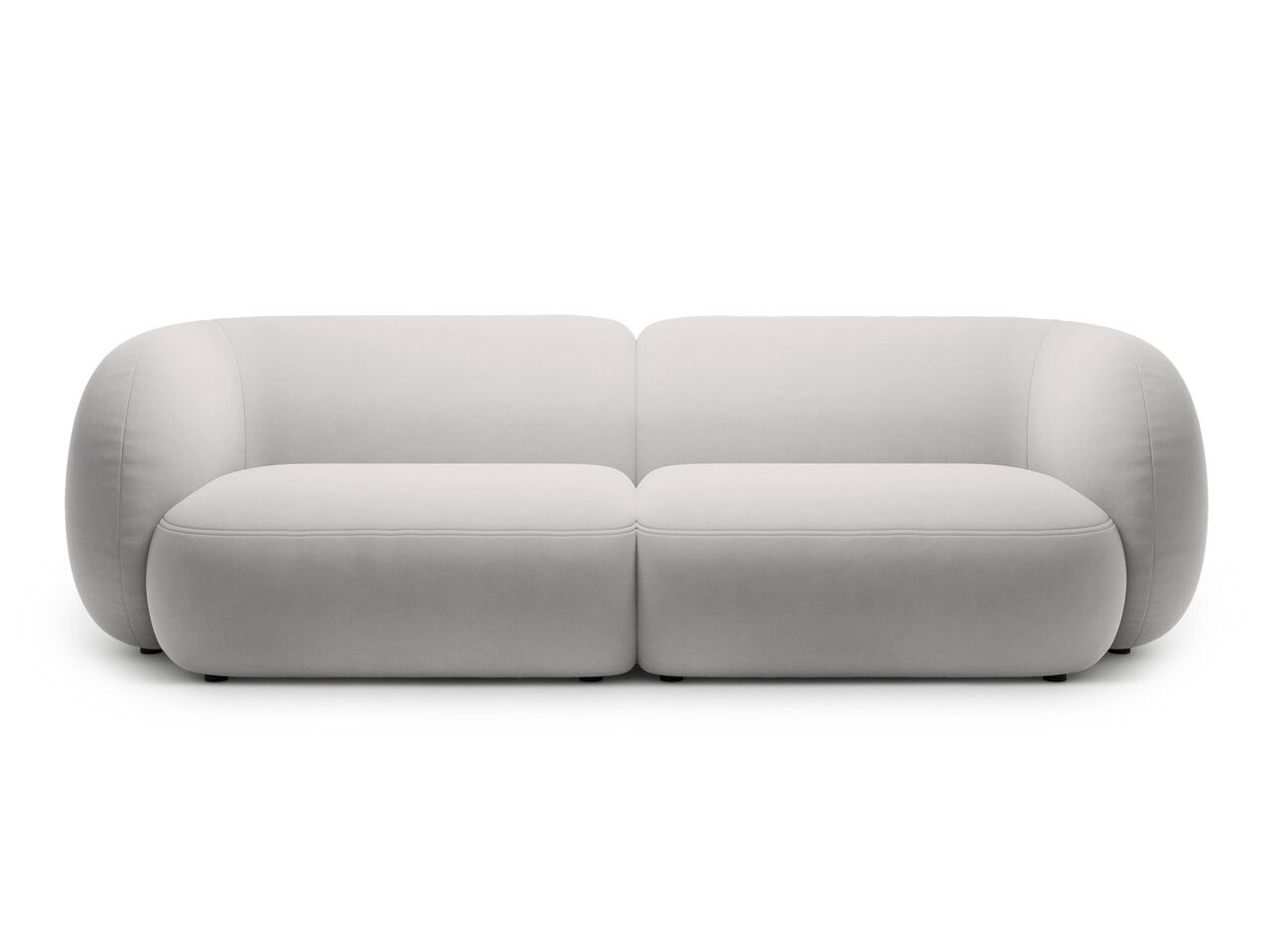 Canapea modulara 4 locuri, Kate, Micadoni, 243x99x76 cm, catifea, gri deschis