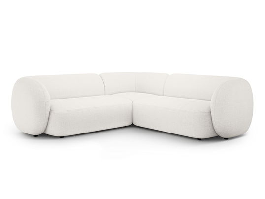 Coltar simetric 5 locuri, Kate, Micadoni, 252x252x76 cm, tesatura boucle, alb