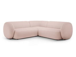 Coltar simetric 5 locuri, Kate, Micadoni, 252x252x76 cm, tesatura boucle, roz pudra