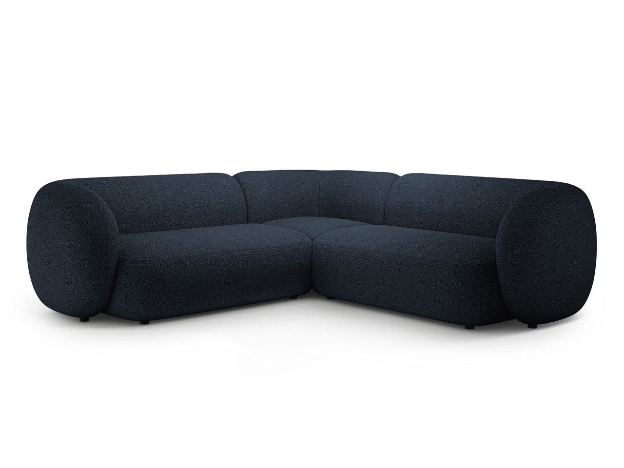Coltar simetric 5 locuri, Kate, Micadoni, 252x252x76 cm, tesatura boucle, albastru inchis
