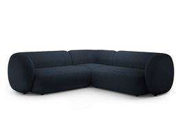 Coltar simetric 5 locuri, Kate, Micadoni, 252x252x76 cm, tesatura boucle, albastru inchis