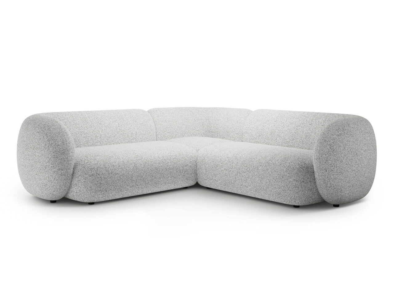 Coltar simetric 5 locuri, Kate, Micadoni, 252x252x76 cm, tesatura structurata, gri deschis melanj