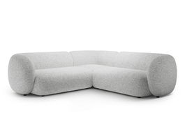 Coltar simetric 5 locuri, Kate, Micadoni, 252x252x76 cm, tesatura structurata, gri deschis melanj